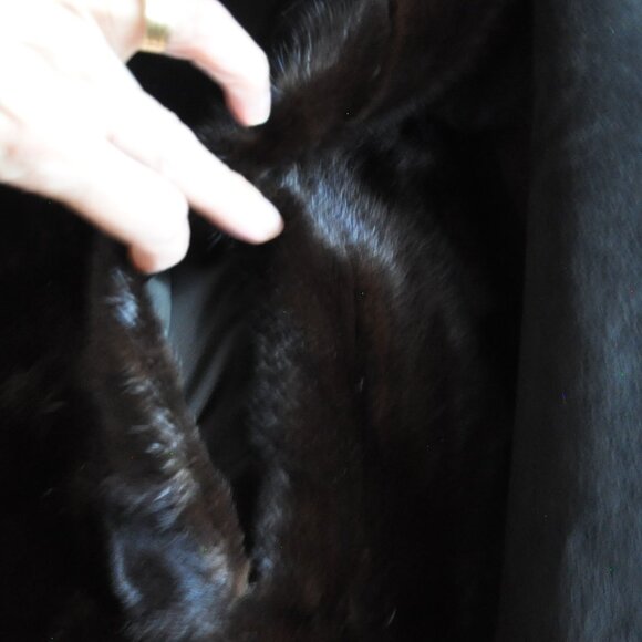 MINK Paw FUR Sable Black Brown Suede Leather Sleeves Car Coat Jacket - Picture 9 of 12